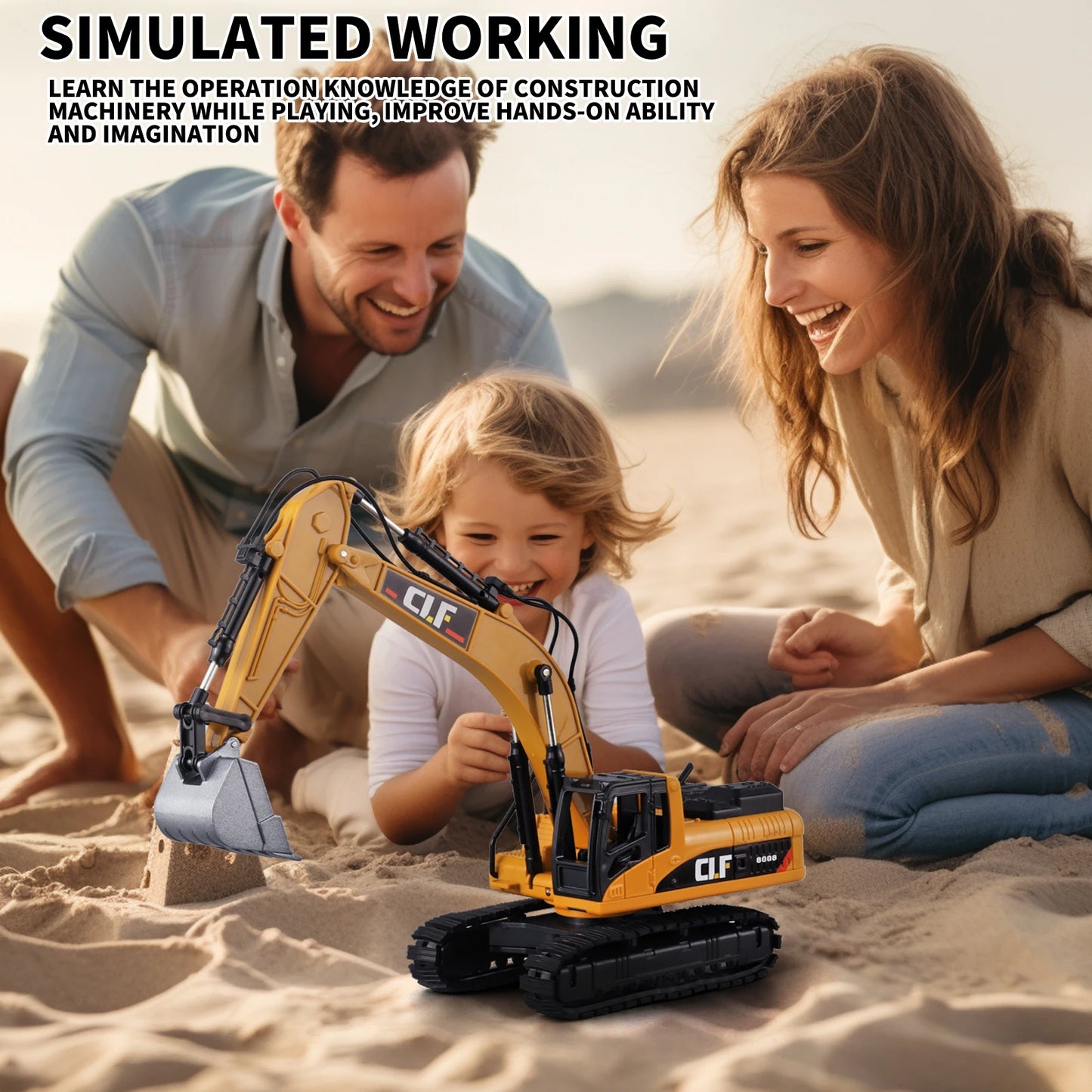 Excavator Toy Construction Truck Toy - Simulated Lights Crawler Excavator Toy - Construction Truck Toys for Boys 3 - 5 Year Old