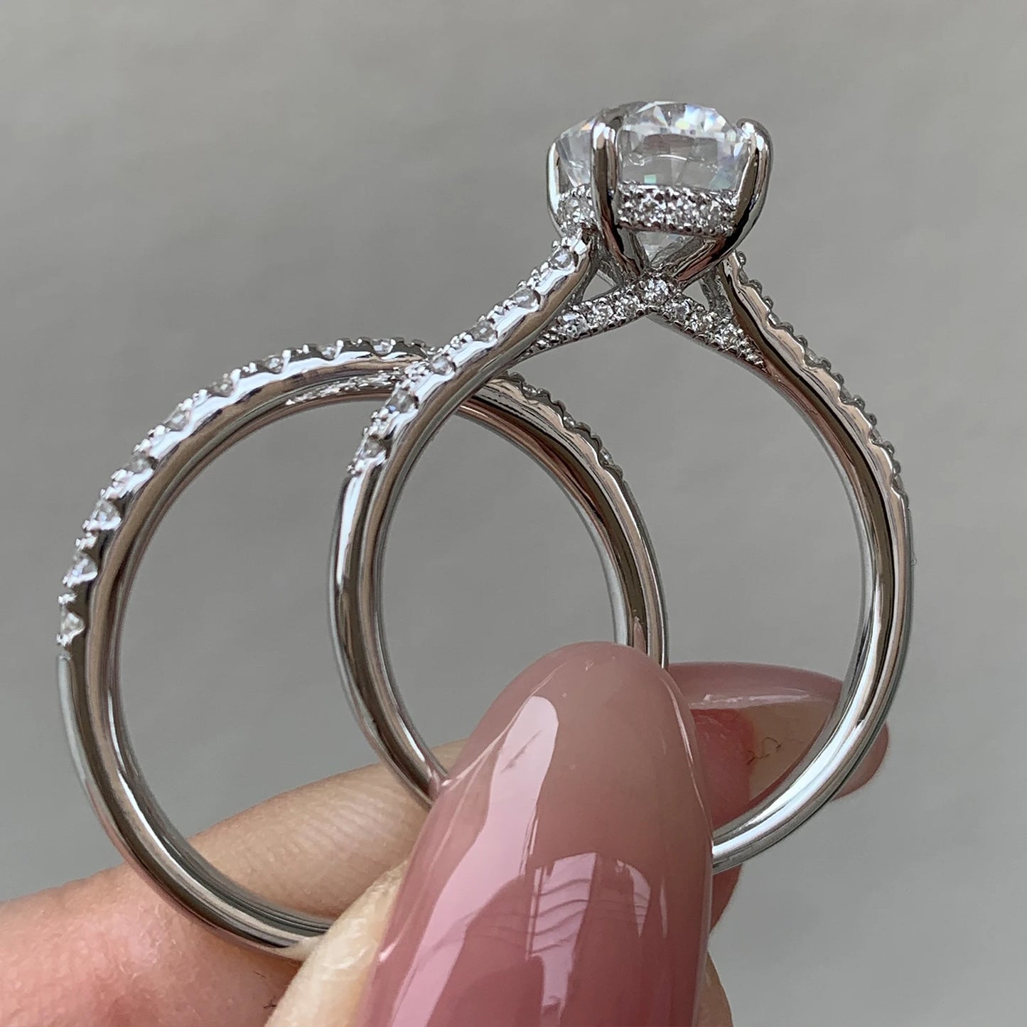 Newshe Oval 2Ct Moissanite Wedding Rings Set for Women D color VVS1 925 Sterling Sliver Luxury Engagement Ring