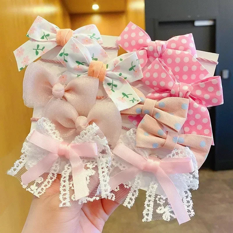 10 Pcs/Set New Baby Girl Cute Colors Flower Hair Bands Ponytail Holder Chilren Soft Scrunchies Rubber Kids Hair Accessories