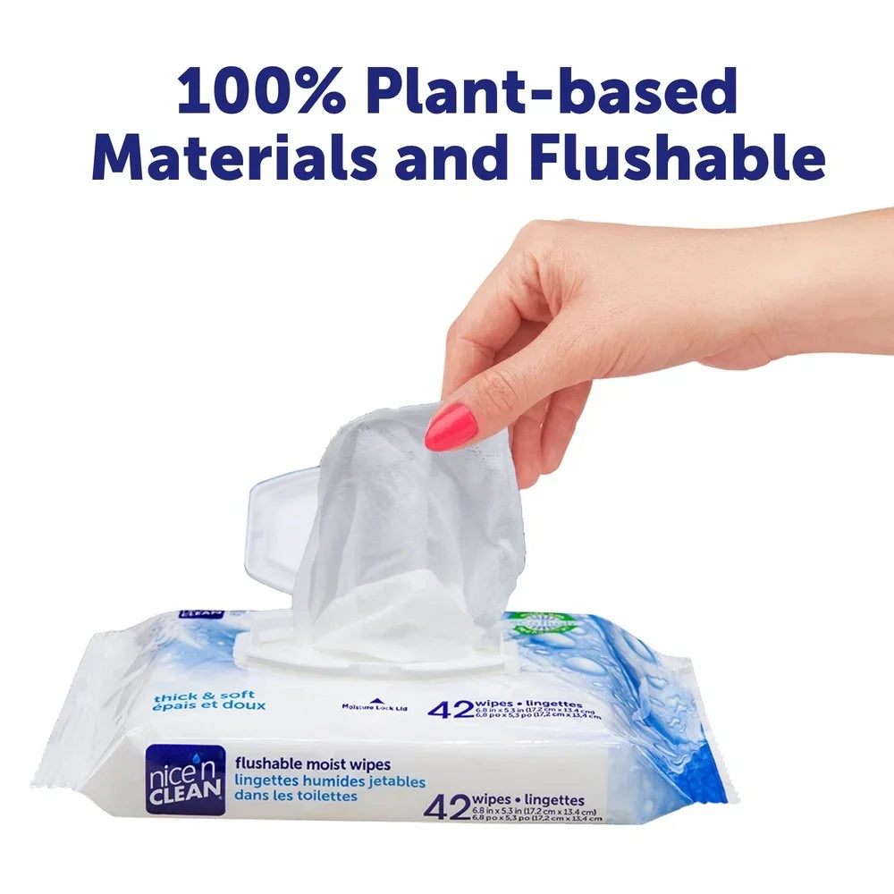 Plant-Based Flushable Wet Wipes 3 Pack Aloe Vitamin E Eco Flush Technology Hypoallergenic Septic Safe Toddler Friendly Soft