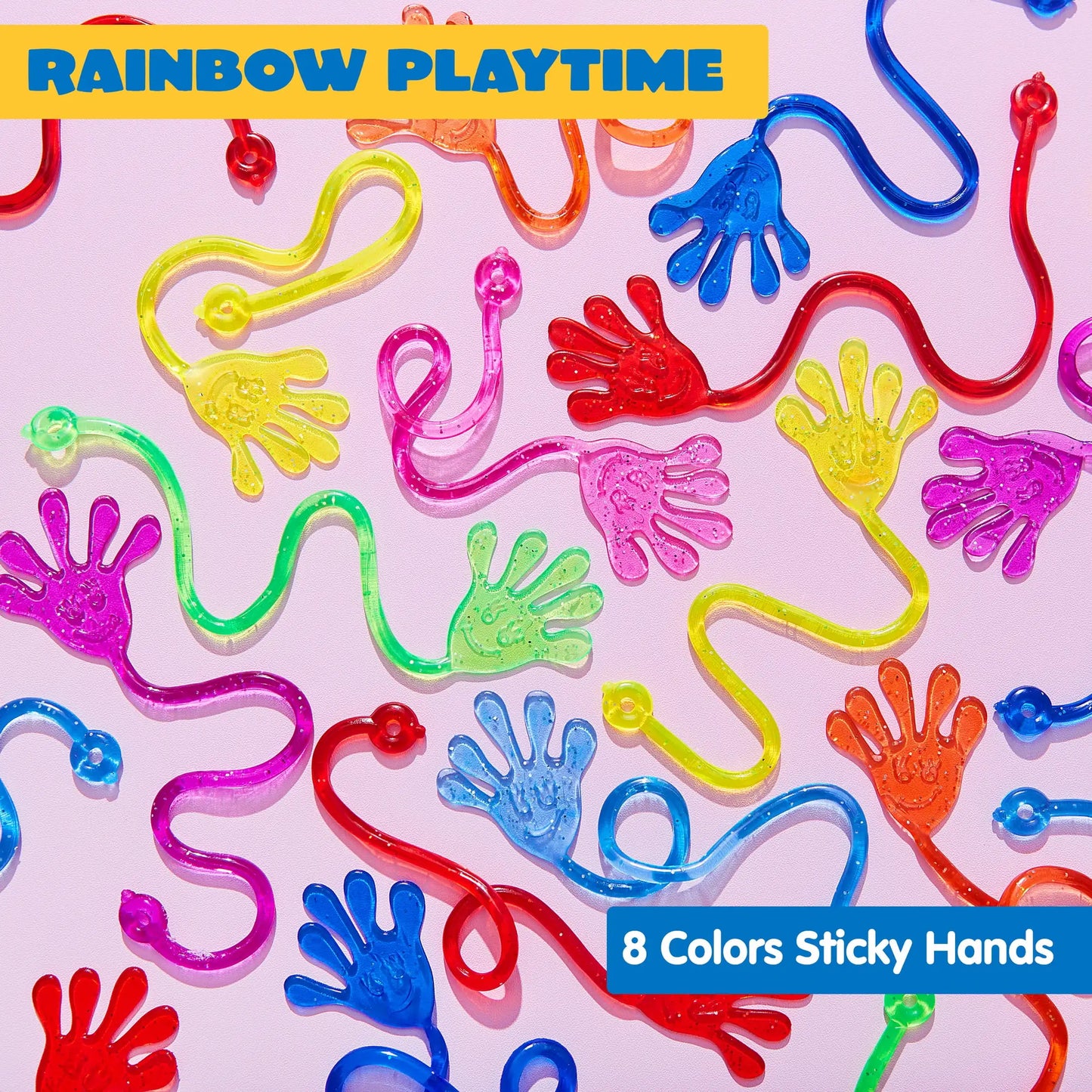 Joyfy 48/120 Pcs Sticky Hands Party Favors for Kids Assorted Stretchy Slappy Hands Fun Fidget Toys Birthday Chirstmas Gift