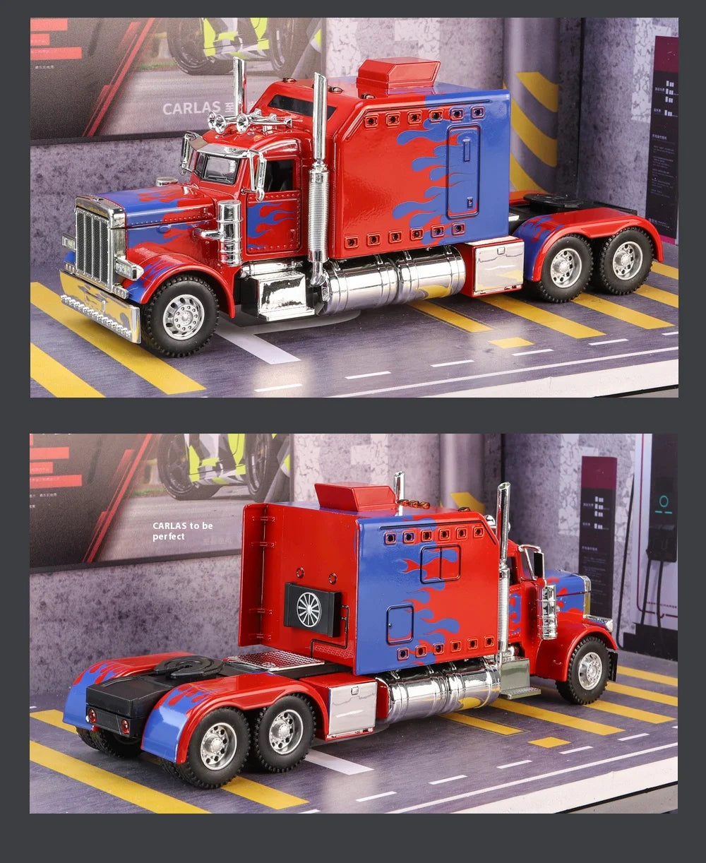 1:24 Peterbilt 389 alloy car model, with lighting and simulated sound effects,Toy Trucks for Boys gift