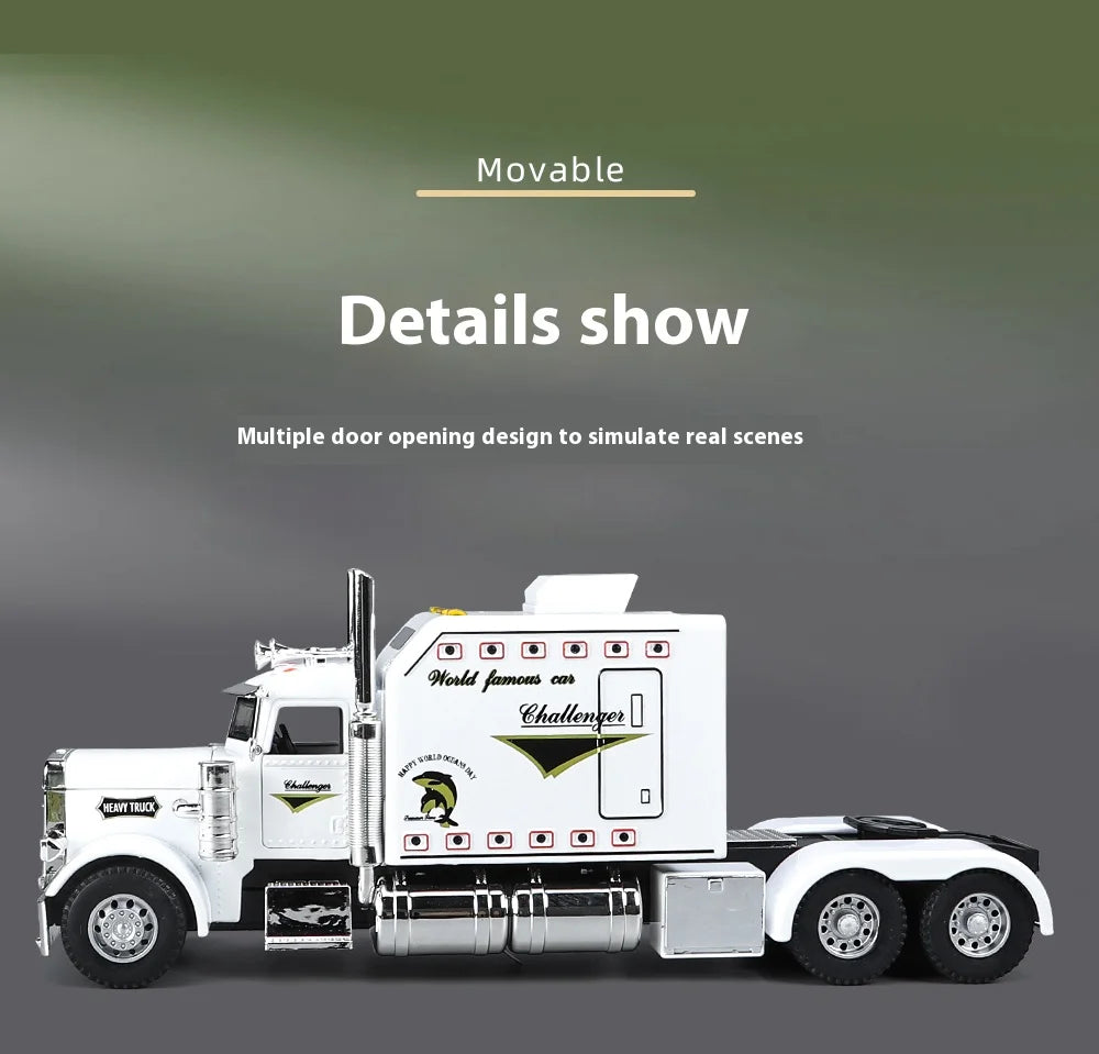 1:24 Peterbilt 389 alloy car model, with lighting and simulated sound effects,Toy Trucks for Boys gift