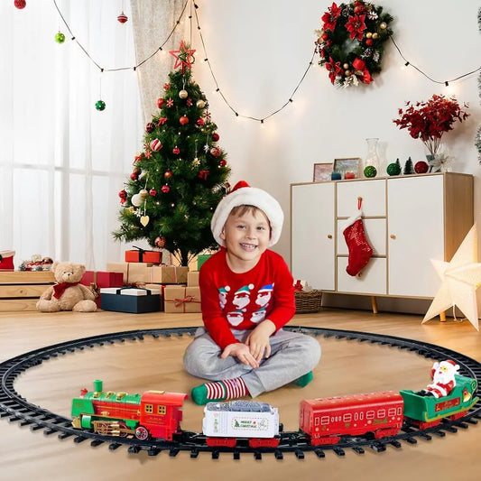 VATOS Hanging Christmas Train Set Toy Light and Sound Train Around Christmas Tree Decoration Gift Indoor Home Toys for Kids