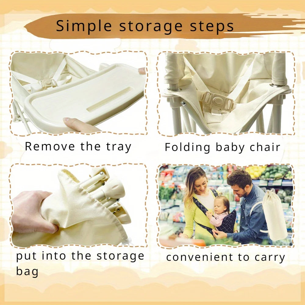 Stylish and Durable High Chair with Adjustable Footrest and Detachable Cushion for Comfortable Feeding, Perfect for Growing Babi