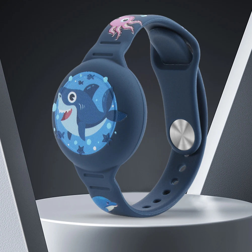 Cute Waterproof Silicone Toddler GPS Tracker Wristband for AirTag Kids Cartoon Design Lightweight