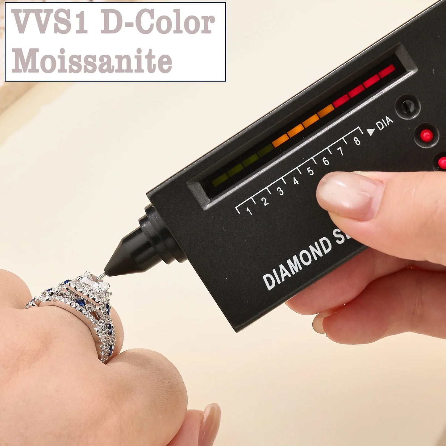 Newshe 3 Pcs Solid 925 Sterling Silver Certified Moissanite Wedding Rings Set for Women 6.5mm Princess Cut Luxury Jewelry