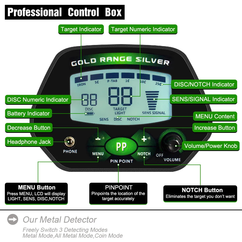 MD-4090 Metal Detector Professional Gold Digger LCD Treasure Hunter Pinpointer Underground Gold Detector High Precise Search