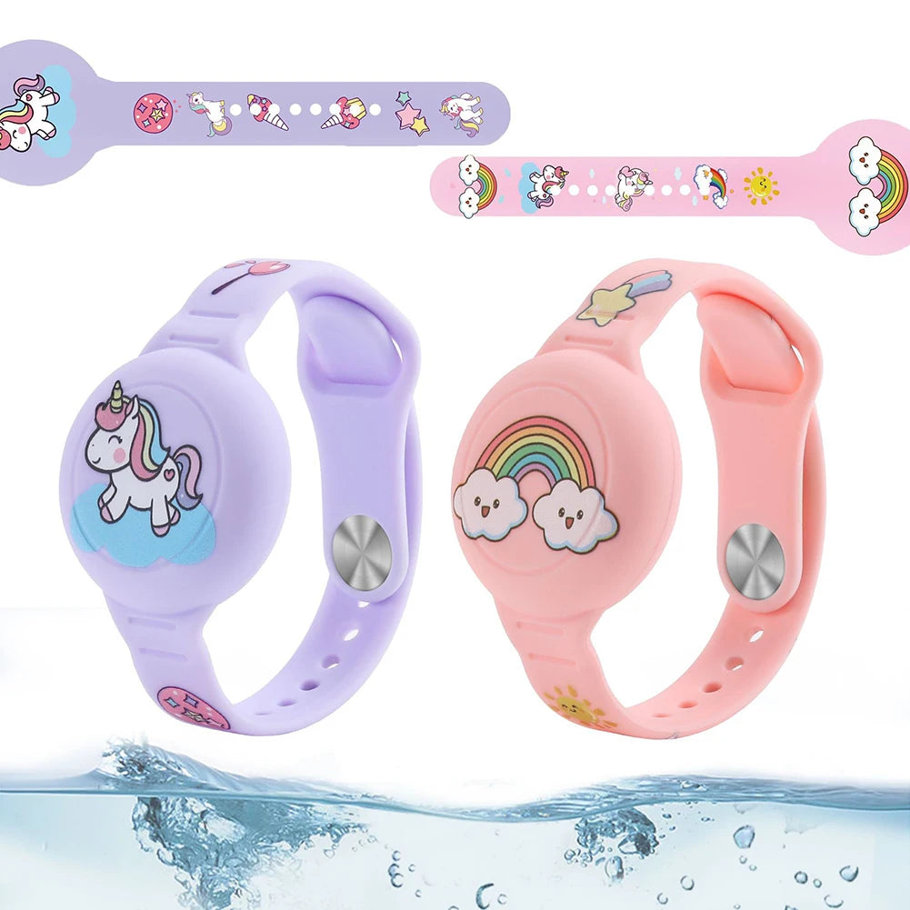 Cute Waterproof Silicone Toddler GPS Tracker Wristband for AirTag Kids Cartoon Design Lightweight