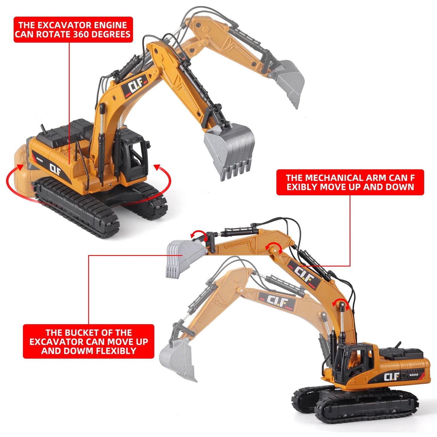Excavator Toy Construction Truck Toy - Simulated Lights Crawler Excavator Toy - Construction Truck Toys for Boys 3 - 5 Year Old