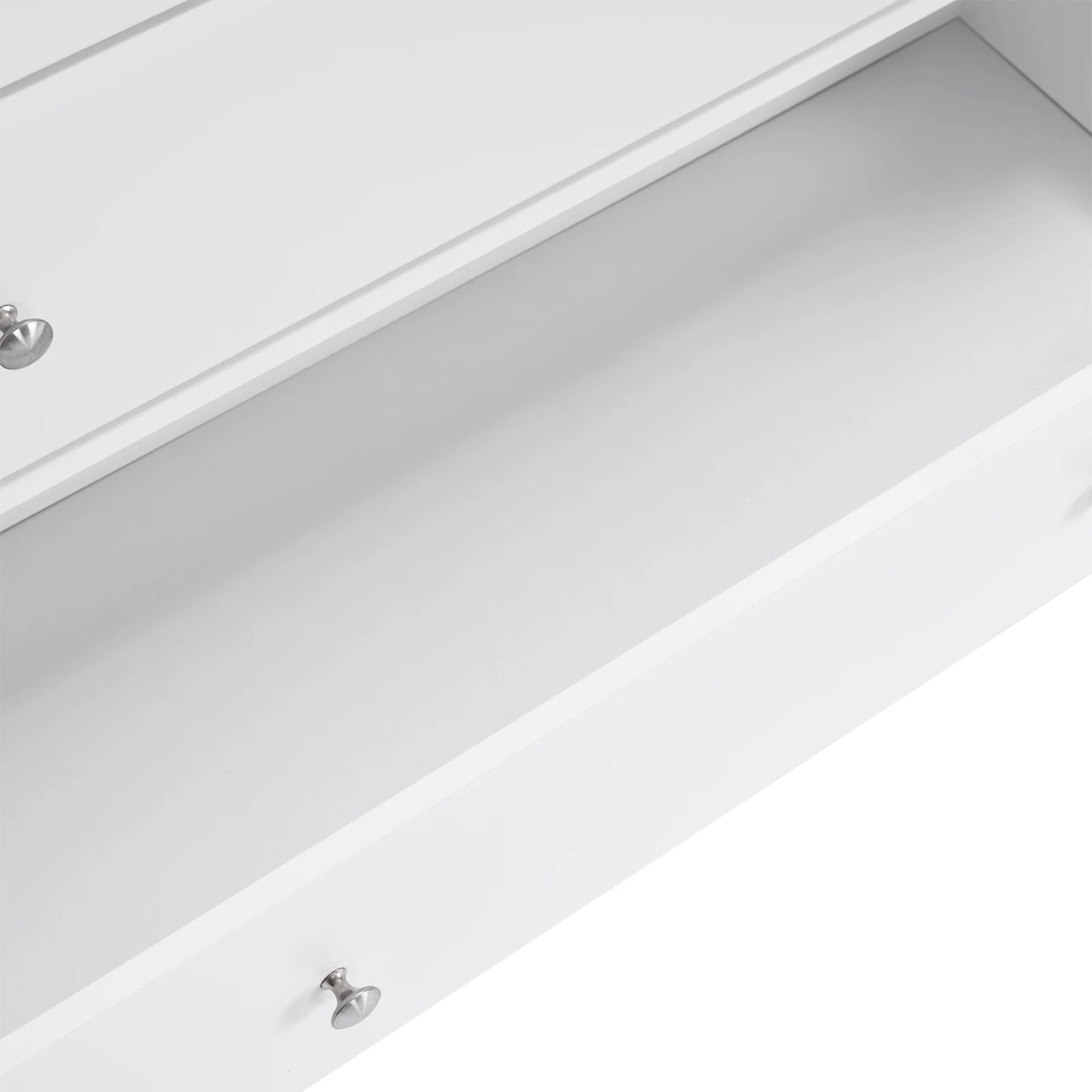 White three-drawer baby crib with safety rail, wooden baby crib with storage combination