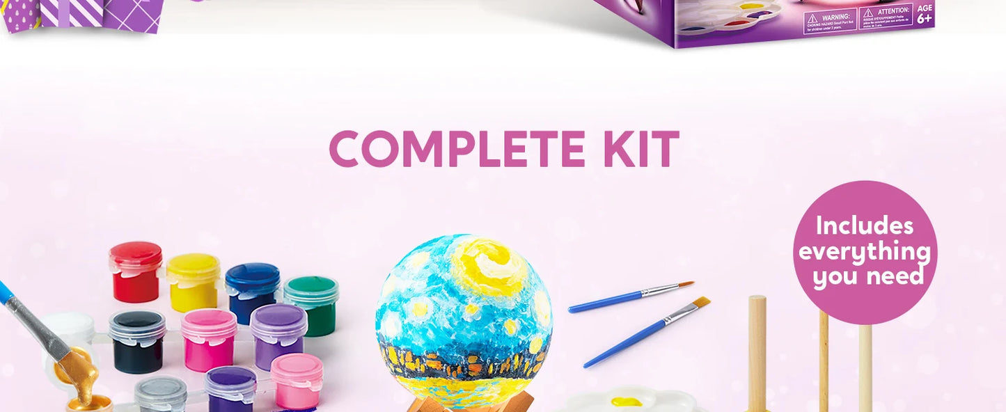 JOYFY DIY 3D Moon Night Light For Kid Paint Your Own Moon Lamp Kit Galaxy Lamp Arts and Crafts Kit School Activities Gifts