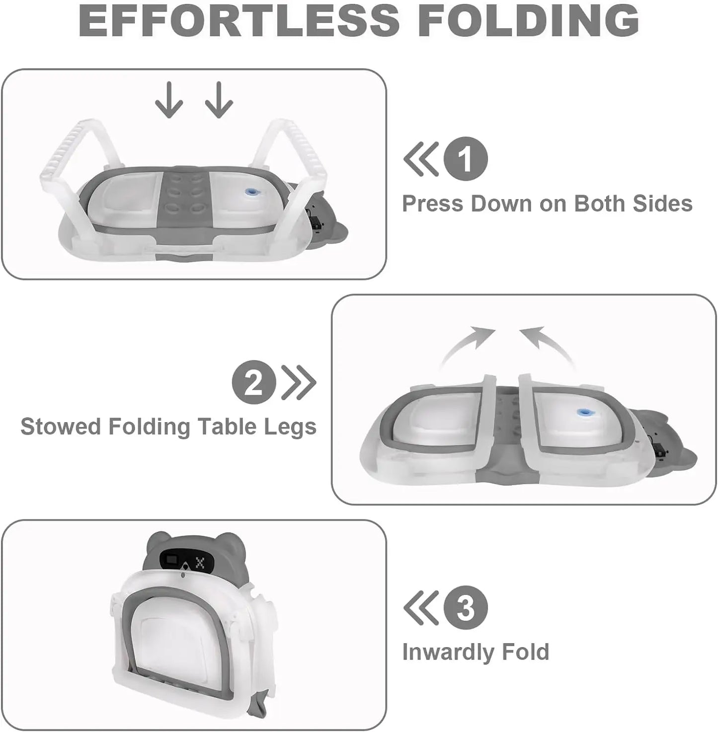 Baby Bath Tub with Bath Cushion Foldable Bathtub with Thermometer Shower Cap Shower Brush for Newborn and Toddler 0-36 Months