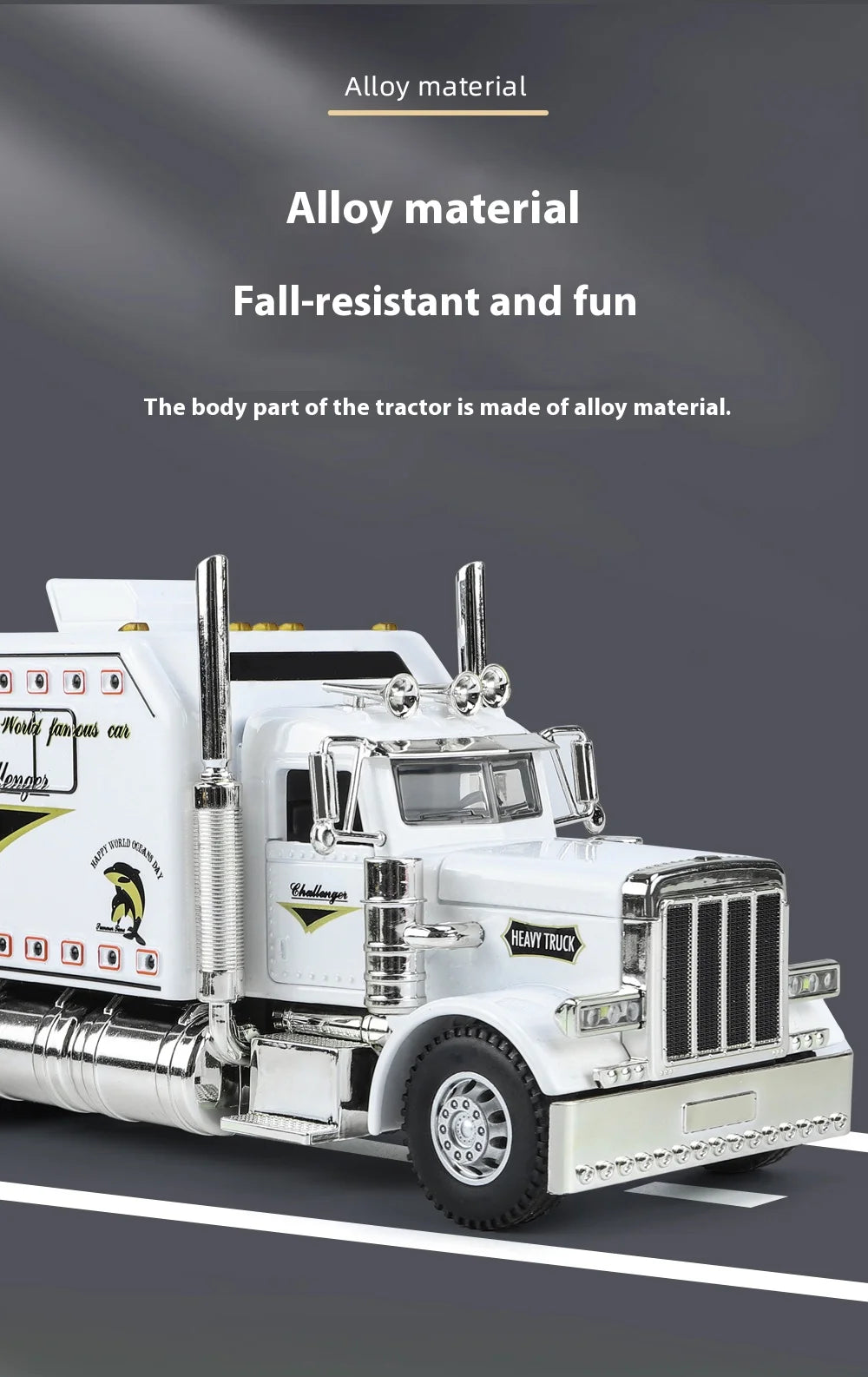 1:24 Peterbilt 389 alloy car model, with lighting and simulated sound effects,Toy Trucks for Boys gift