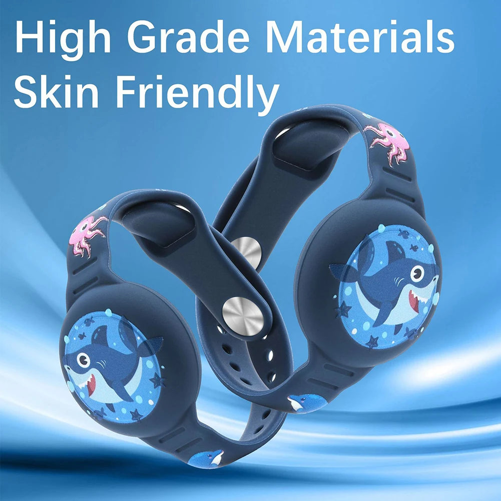 Cute Waterproof Silicone Toddler GPS Tracker Wristband for AirTag Kids Cartoon Design Lightweight