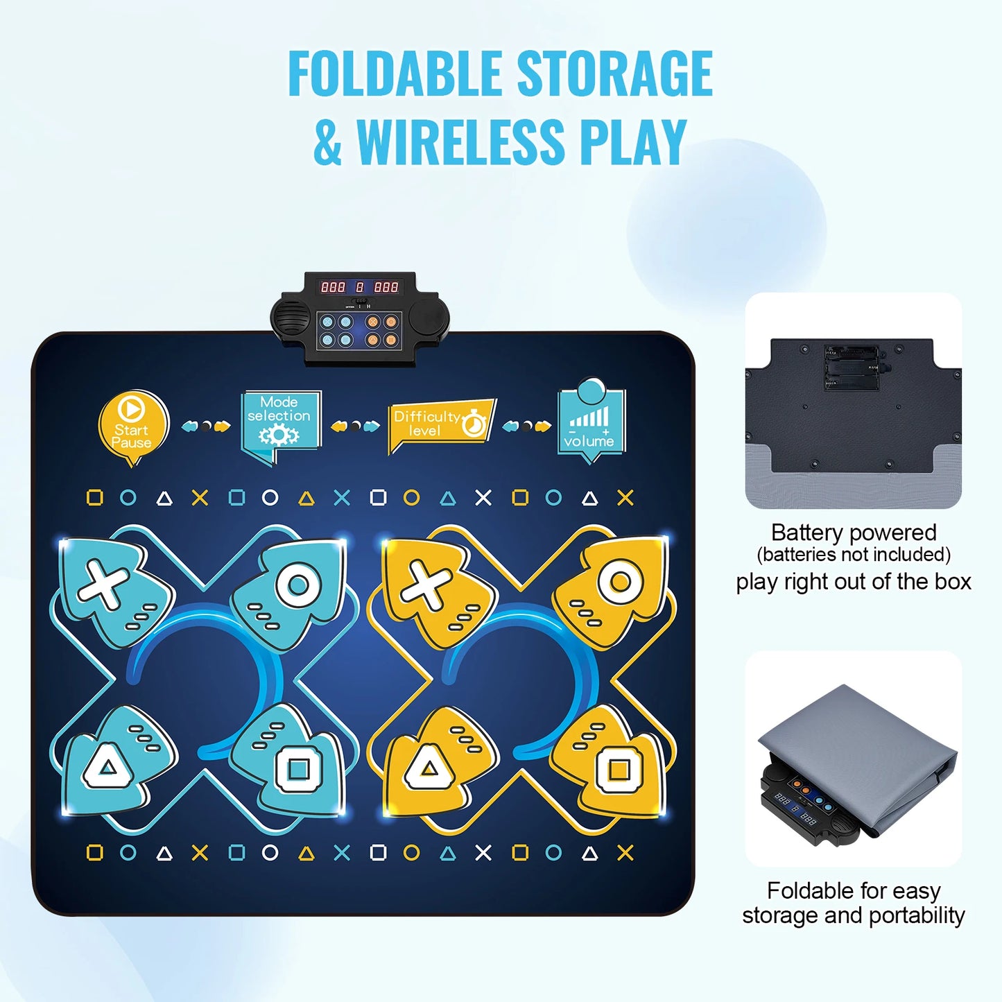 SucceBuy Kids Electronic Dance Mat 8-Button Music Dancing Play Pad Educational Toys with Single/Two Player Modes for Girls Gifts