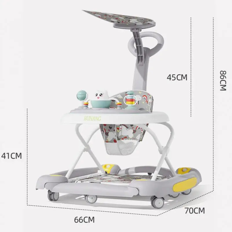 Baby Multi-Functional Comfortable Walker With Awning Anti-Rollover Baby Walker Can Sit Adjust And Shake The Walker For Boy Girls