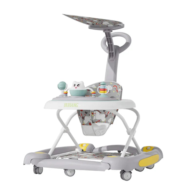 Baby Multi-Functional Comfortable Walker With Awning Anti-Rollover Baby Walker Can Sit Adjust And Shake The Walker For Boy Girls