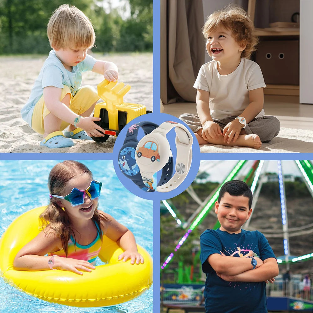 Cute Waterproof Silicone Toddler GPS Tracker Wristband for AirTag Kids Cartoon Design Lightweight