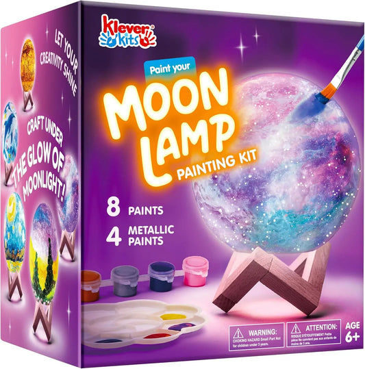 JOYFY DIY 3D Moon Night Light For Kid Paint Your Own Moon Lamp Kit Galaxy Lamp Arts and Crafts Kit School Activities Gifts