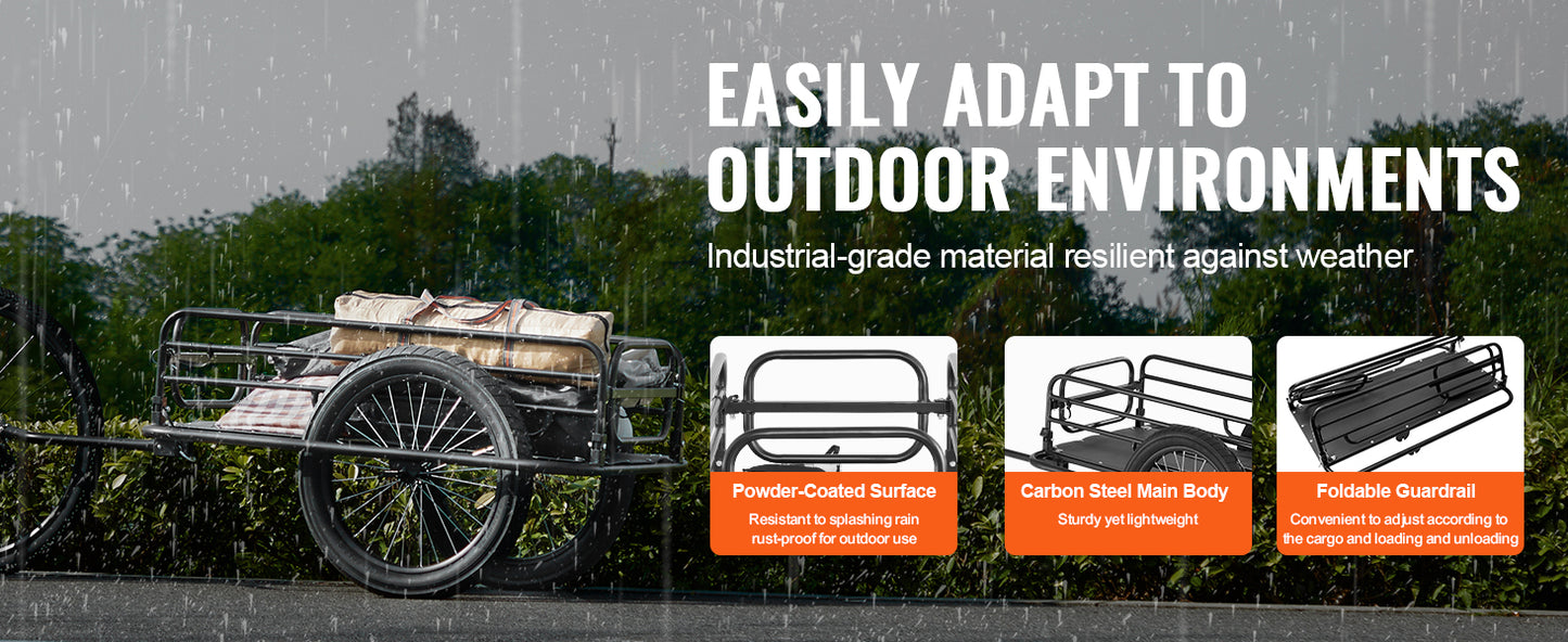 SucceBuy 275 lbs Bike Cargo Trailer Bicycle Wagon Cart Foldable Compact Storage with Universal Hitch 20" Wheels fits Most Bike