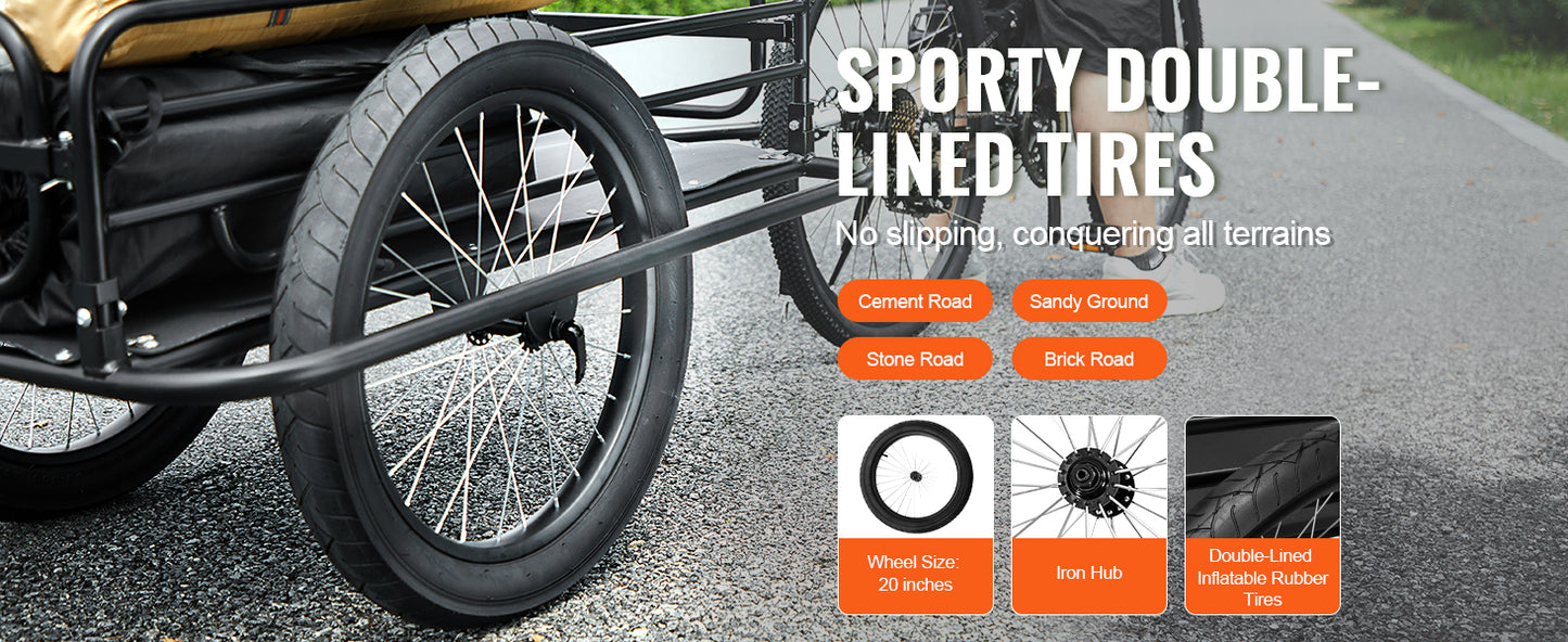 SucceBuy 275 lbs Bike Cargo Trailer Bicycle Wagon Cart Foldable Compact Storage with Universal Hitch 20" Wheels fits Most Bike