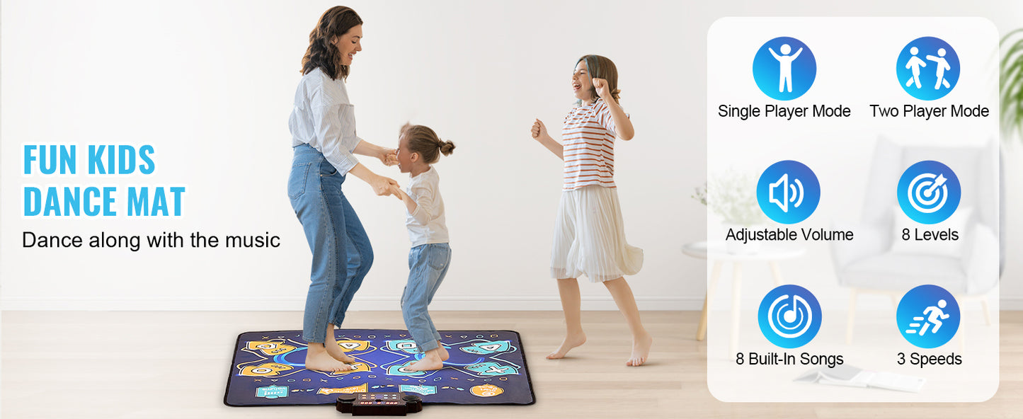 SucceBuy Kids Electronic Dance Mat 8-Button Music Dancing Play Pad Educational Toys with Single/Two Player Modes for Girls Gifts