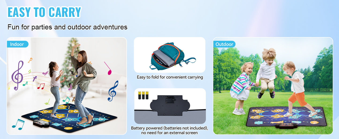 SucceBuy Kids Electronic Dance Mat 8-Button Music Dancing Play Pad Educational Toys with Single/Two Player Modes for Girls Gifts