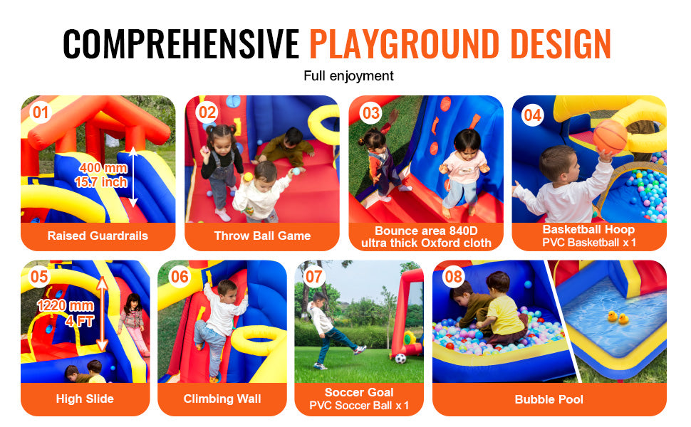 SucceBuy Inflatable Bounce House Outdoor High Quality Playhouse Trampoline Jumping Bouncer for Kid Ages 3–8 Years