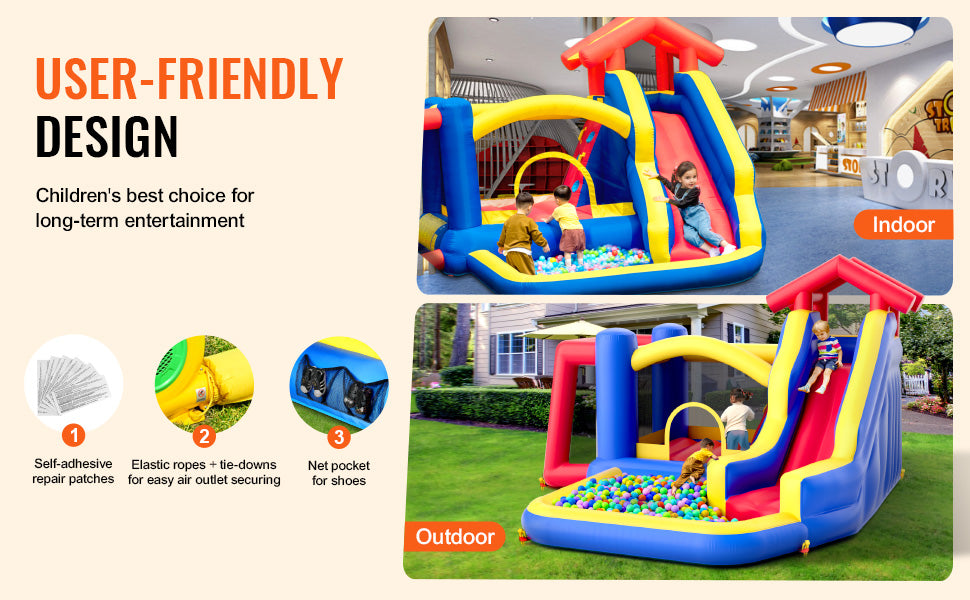 SucceBuy Inflatable Bounce House Outdoor High Quality Playhouse Trampoline Jumping Bouncer for Kid Ages 3–8 Years