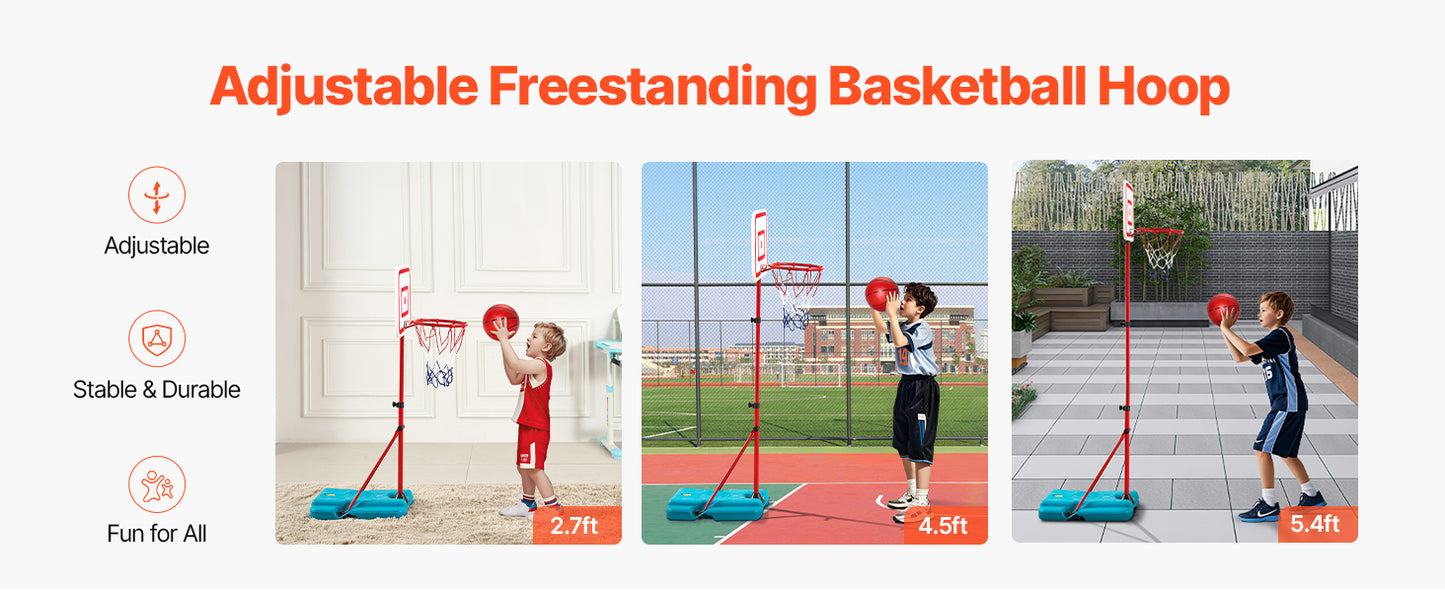 SucceBuy Toddler Adjustable Basketball Hoop 104-190CM Rack for Kids Outdoor Indoor Ball Sport Backboard Rim Shoot Children Toys