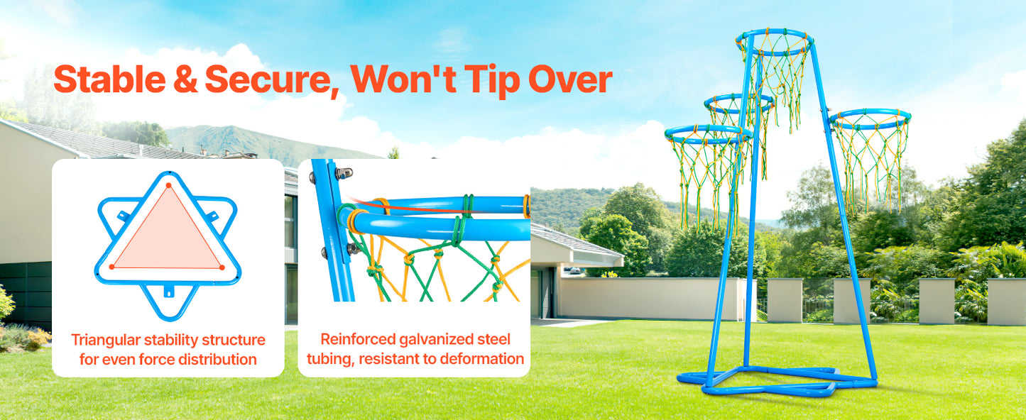 SucceBuy 4-Hoop Kids Basketball Hoop Stand with Adjustable Heights 3 Balls for Boys & Girls Indoor Outdoor Basketball Sport Toys