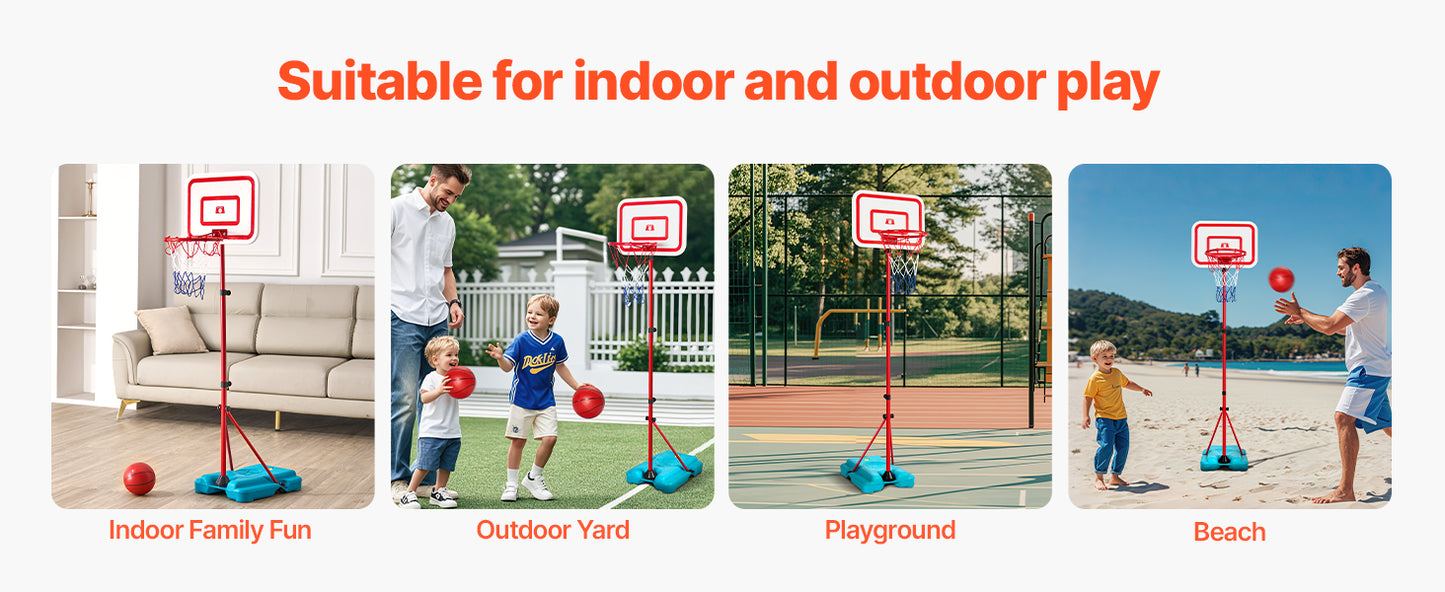 SucceBuy Toddler Adjustable Basketball Hoop 104-190CM Rack for Kids Outdoor Indoor Ball Sport Backboard Rim Shoot Children Toys