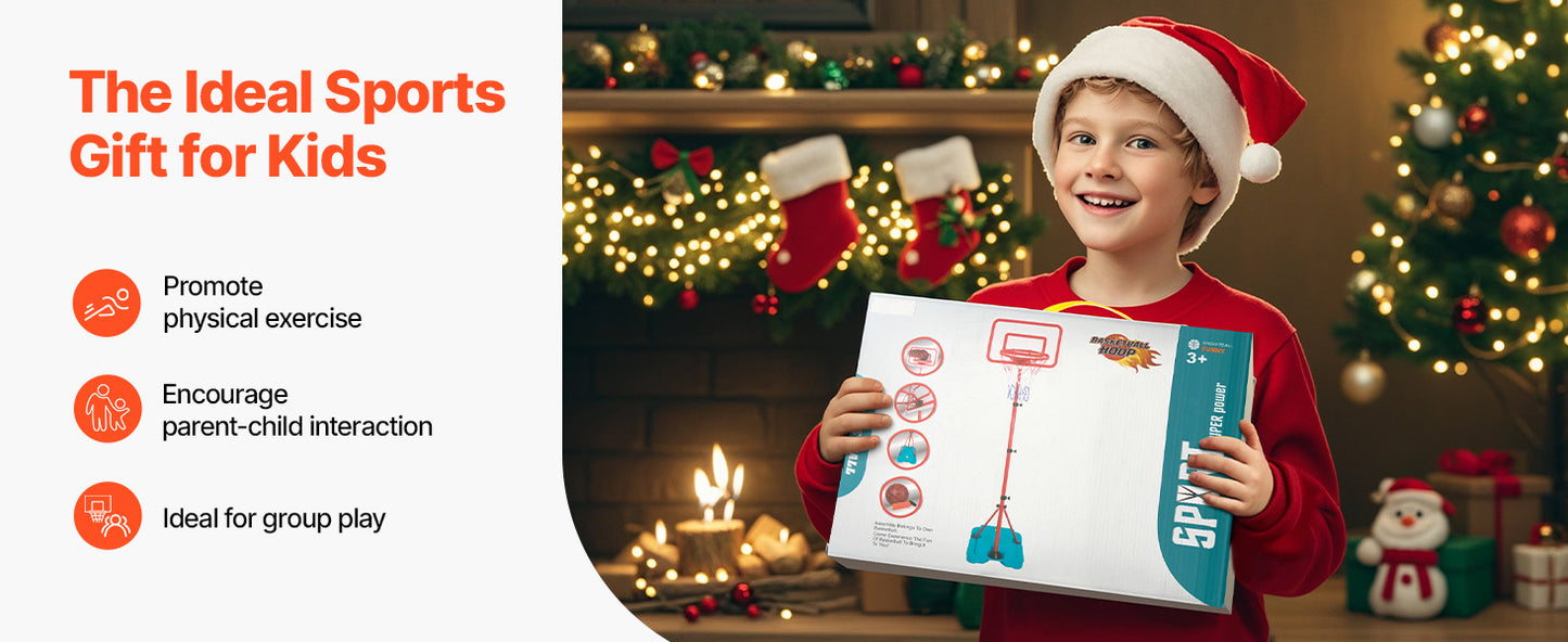 SucceBuy Toddler Adjustable Basketball Hoop 104-190CM Rack for Kids Outdoor Indoor Ball Sport Backboard Rim Shoot Children Toys