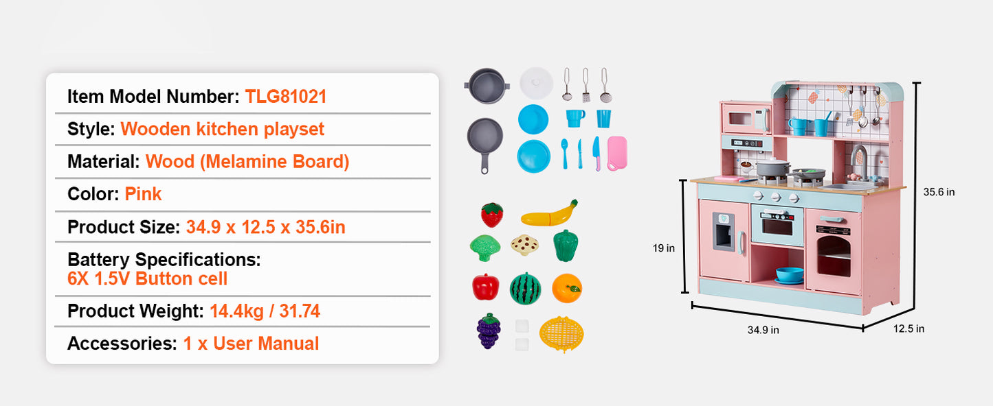 SucceBuy Pretend Play Cooking Toy for Kids Chef Playset Kitchen Accessories with Lights & Sounds for Toddles Girls Boys Ages 3+