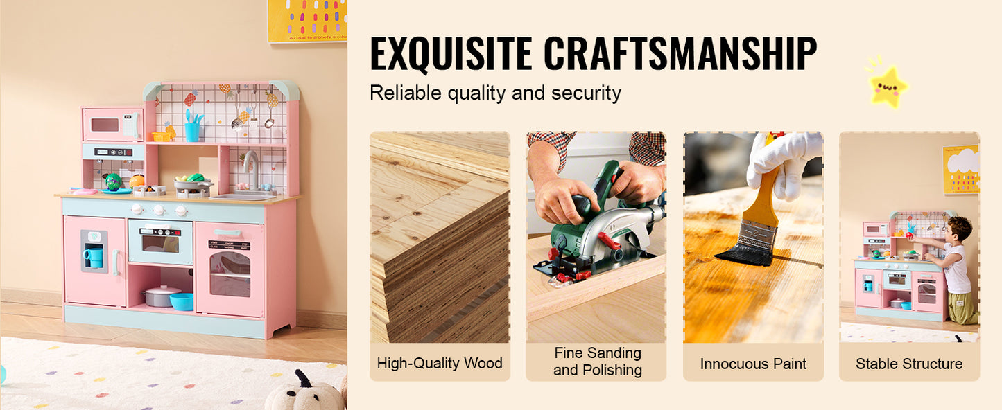 SucceBuy Pretend Play Cooking Toy for Kids Chef Playset Kitchen Accessories with Lights & Sounds for Toddles Girls Boys Ages 3+