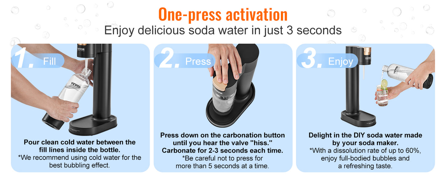 SucceBuy Sparkling Water Maker, Soda Maker Machine for Home Carbonating, Seltzer Water Starter Kit with BPA free 1L PET Bottle