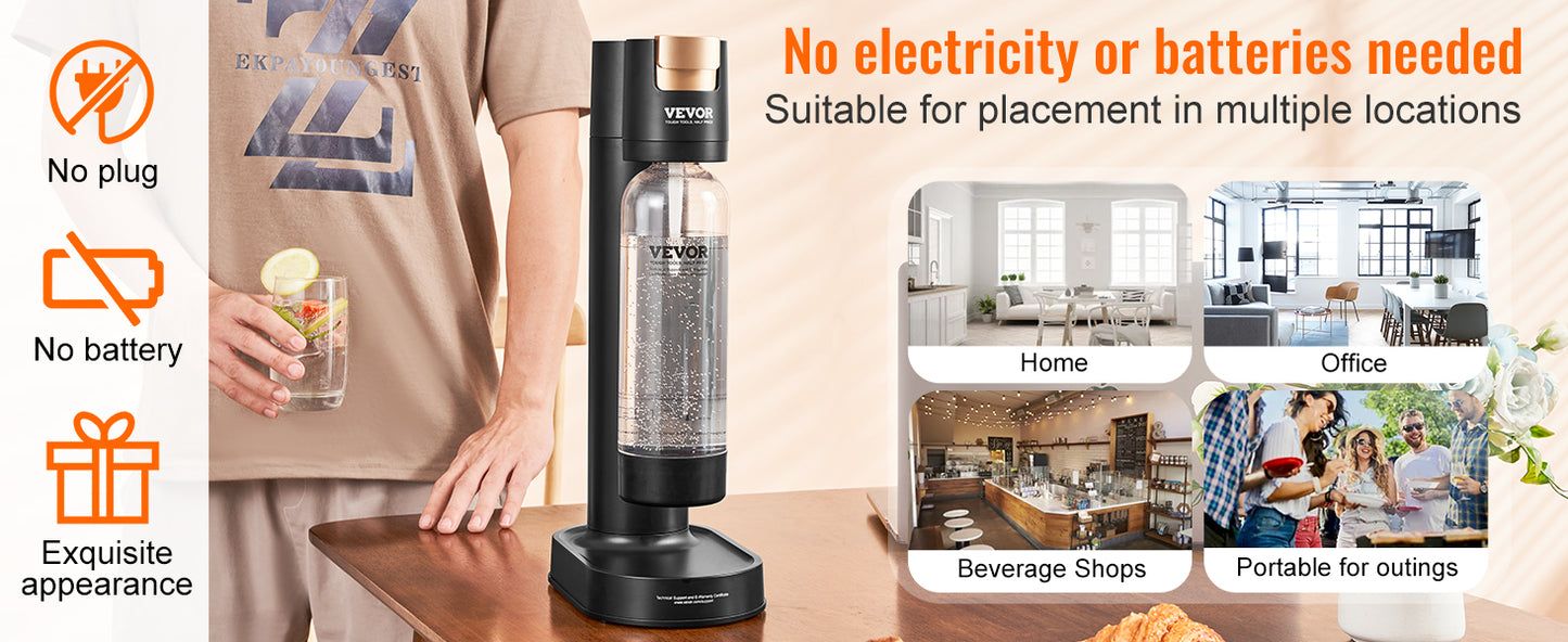 SucceBuy Sparkling Water Maker, Soda Maker Machine for Home Carbonating, Seltzer Water Starter Kit with BPA free 1L PET Bottle